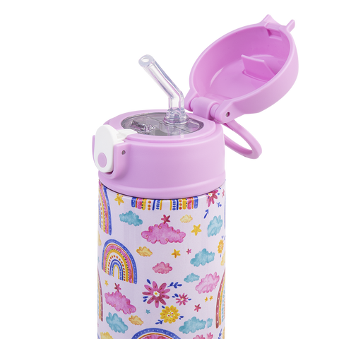 Stainless Steel Double Wall Insulated Kid's Drink Bottle W/ Sipper Straw 550ml