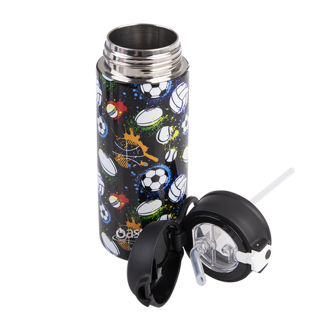 Stainless Steel Double Wall Insulated Kid's Drink Bottle W/ Sipper Straw 550ml