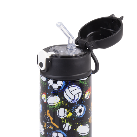 Stainless Steel Double Wall Insulated Kid's Drink Bottle W/ Sipper Straw 550ml