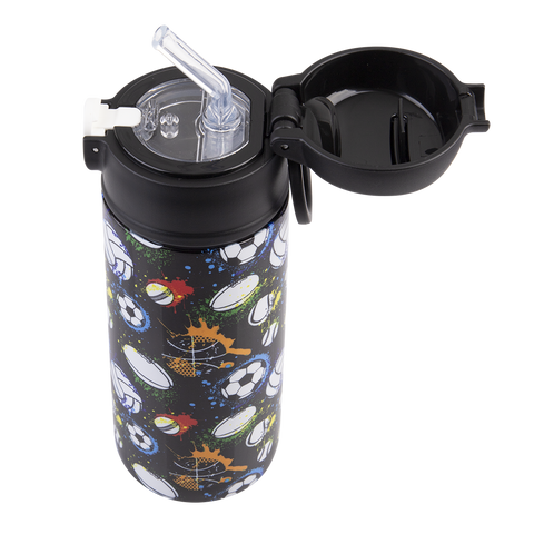 Stainless Steel Double Wall Insulated Kid's Drink Bottle W/ Sipper Straw 550ml