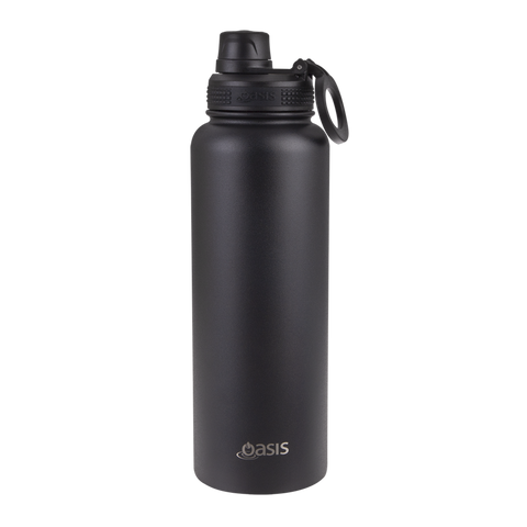 Stainless Steel Double Wall Insulated Sports Bottle W/Screw Cap Black