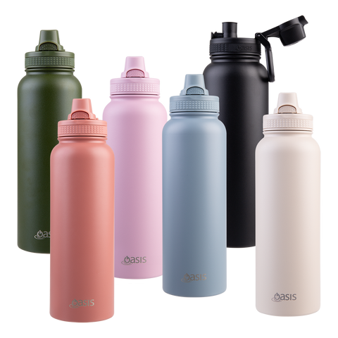 Stainless Steel Double Wall Insulated 'Challenger' Sports Bottle with Quick Release Cap 1.1L