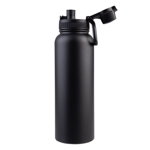 Stainless Steel Double Wall Insulated 'Challenger' Sports Bottle with Quick Release Cap 1.1L
