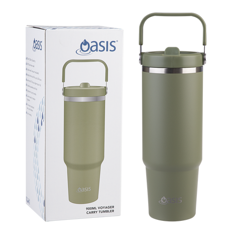 Stainless Steel Double Wall Insulated 'Voyager' Carry Tumbler 900ml