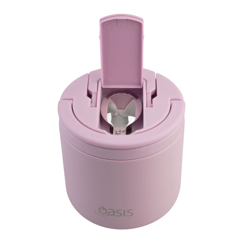 Stainless Steel Double Wall Insulated Food Flask with Quick Release Lid & Spork 550ml