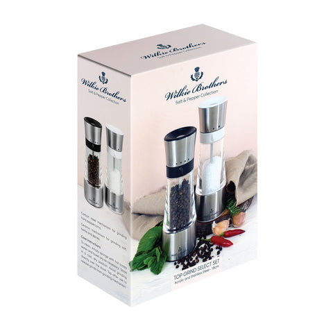Salt and Pepper Mill Set, Stainless Steel