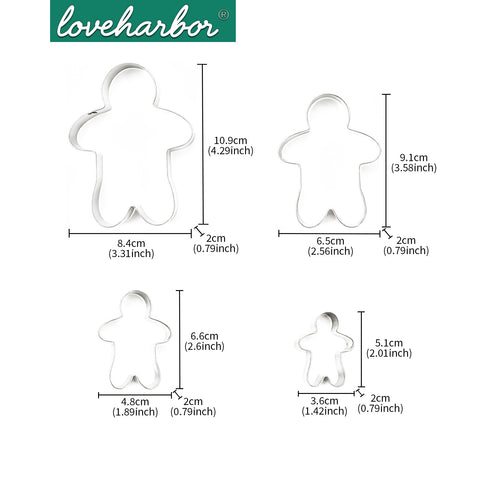 Loveharbor Gingerbread Cookies Cutter Set