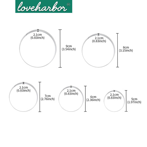 Loveharbor Round Shape Cookies Cutter Set