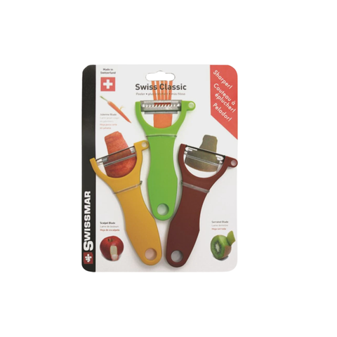 Swiss 3-Piece Professional Peeler Set (Serrated, Straight, Julienne)