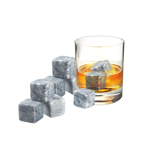 Whisky Rocks Set 9 Piece Set With Velvet Pouch And Box - Soapstone