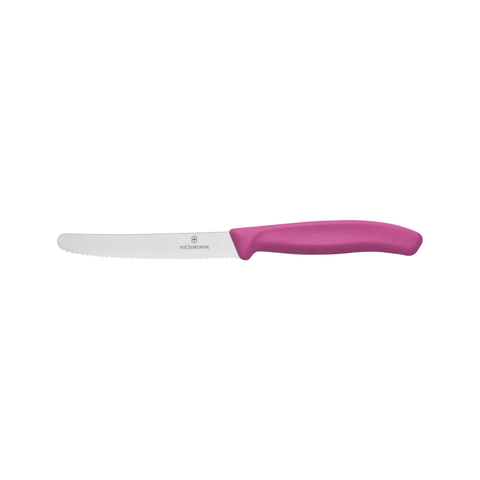 Steak & Tomato Knife, 11cm Round Tip, Wavy Edge, 2 pc Set, Classic - Pink