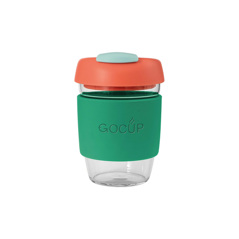 Glass Gocup 355ml Green/Coral/Sea Foam
