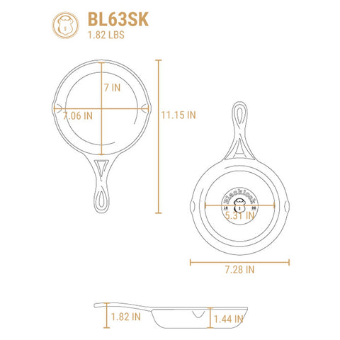 Blacklock Triple Seasoned Cast Iron 7 Inch Skillet