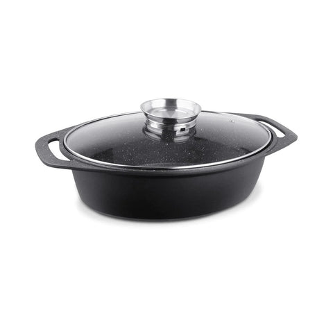 Marburg Die Cast Roaster With Aroma Lid 32X24cm Marble Non-Stick Coating