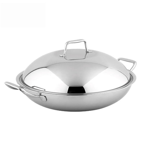 Betzenstein Tri-Ply Stainless Steel 36cm Non-Stick Wok With Lid