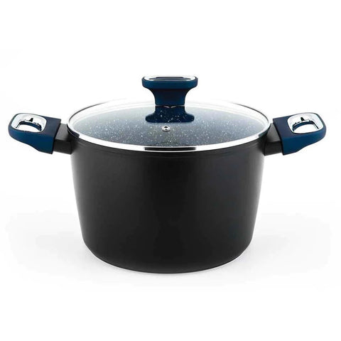 Marburg+ 24cm Forged Aluminum High Casserole with Lid - Blue Coating