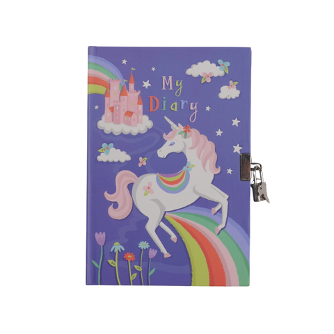 Tiger Tribe Small & Fun - Lockable Diaries - Unicorn Rainbows