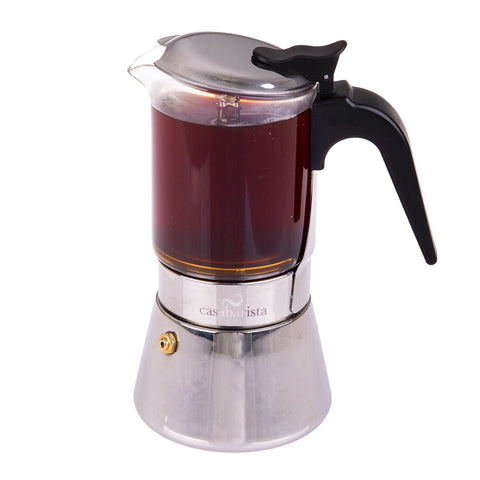 Capri 3 Cup Glass Top Stainless Steel Espresso Maker