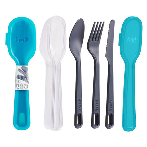Fuel 3 Piece Cutlery Set W/ Case - Tropical Blue