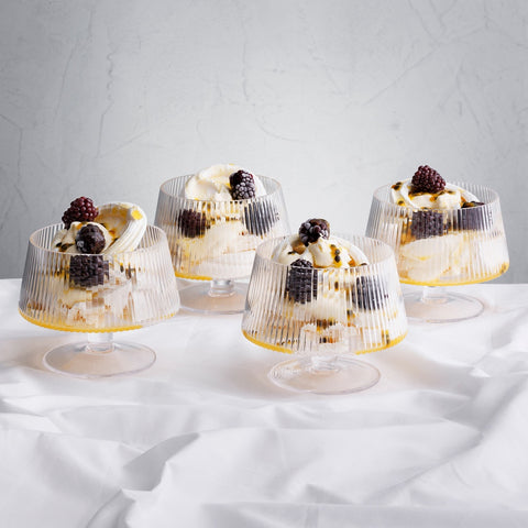 Classic Set of 4 Footed Bowls Ridged