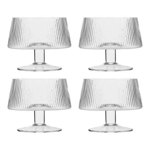 Classic Set of 4 Footed Bowls Ridged