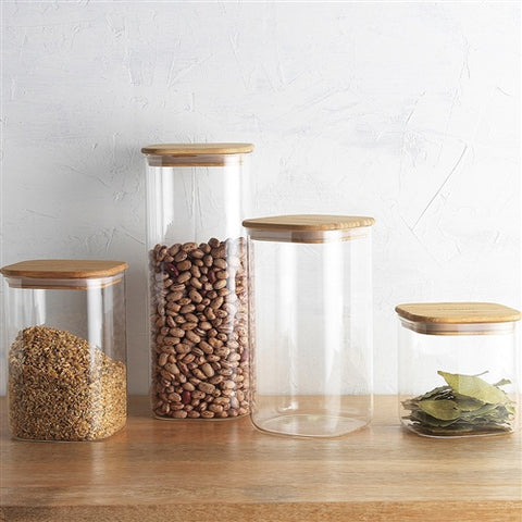 Pantry Square Canister Set Of 4 Assorted Sizes Burnish Logo On Lid