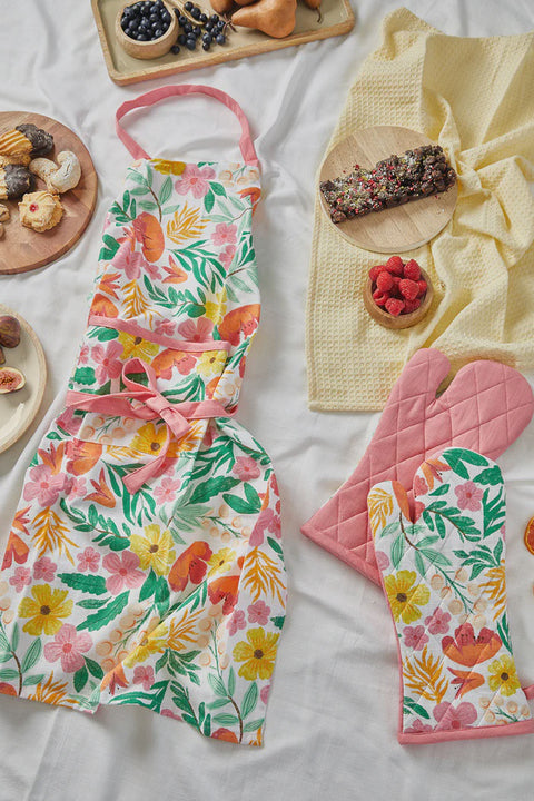 Fleur Darling Apron Pink & Yellow Floral Multi