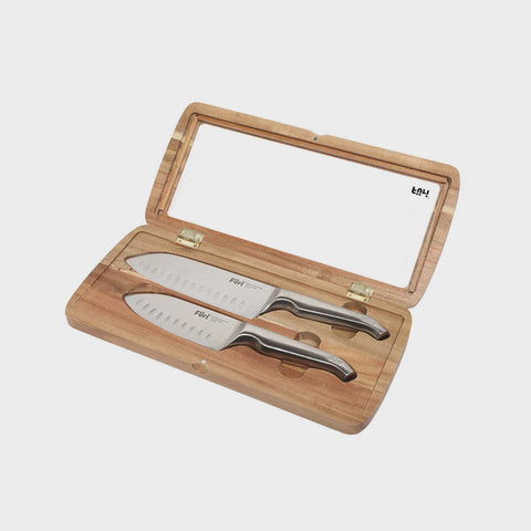 Pro Acacia East/West Santoku Knife Set 2 Piece