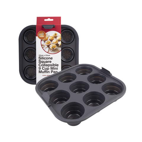 Square Collapsible 9 Cup Mini Muffin Pan 22 x 22cm