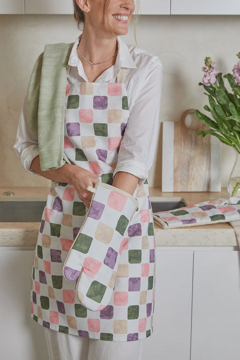 Joya Checkered Apron 83x68x0.2cm Pink Purple Multi