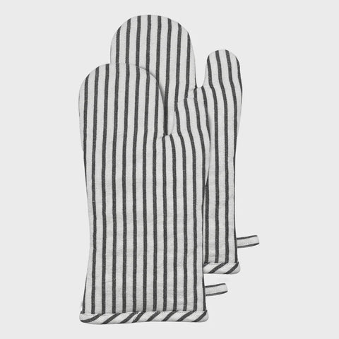 Jules Striped Oven Mitt 19x35x2cm Charcoal & White