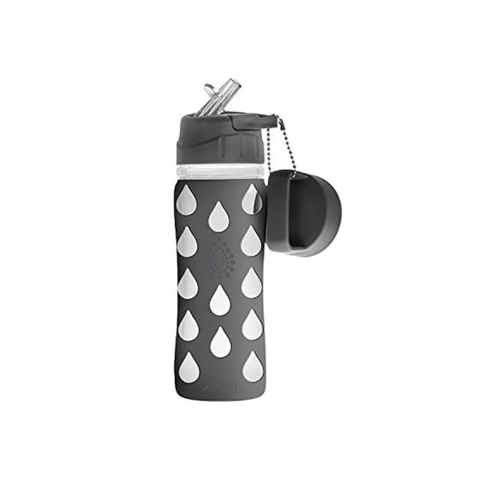Silicone Covered Glass Drinking Bottle Grey 700ml