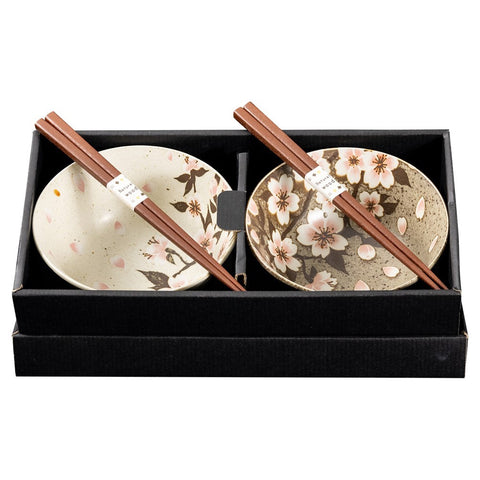 IGAZAKURA Set 2 Bowls & 2 Chopsticks 15Dx7H
