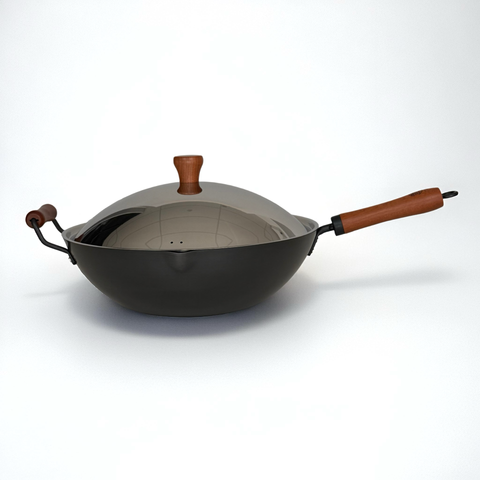 Rust-Resistant Lightweight Iron Wok with Steel Lid 36cm