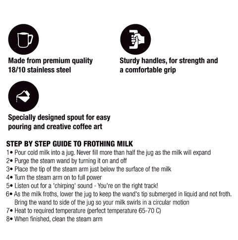 Diamond Stainless Steel Milk Frothing Jug - 600ml