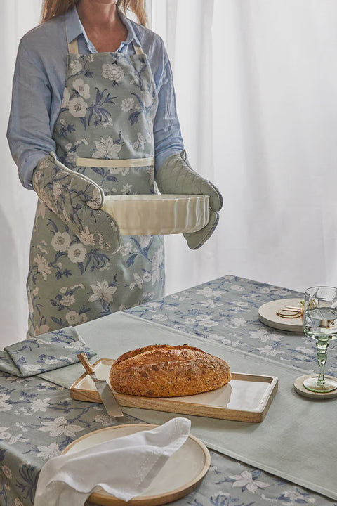 Nordhem Floral Apron 83x68x0.2cm Blue Grey