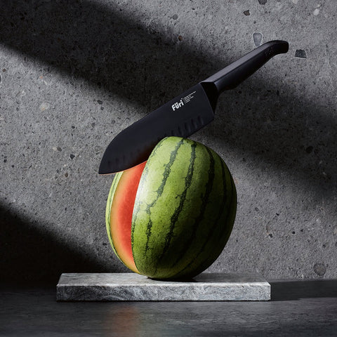 Pro Jet Black East/West Santoku Knife 17cm