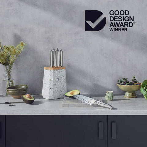 Stone Knife Block Set Olive Terrazzo 5 Piece