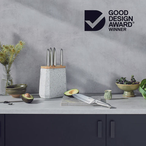 Stone Knife Block Set Olive Terrazzo 6 Piece