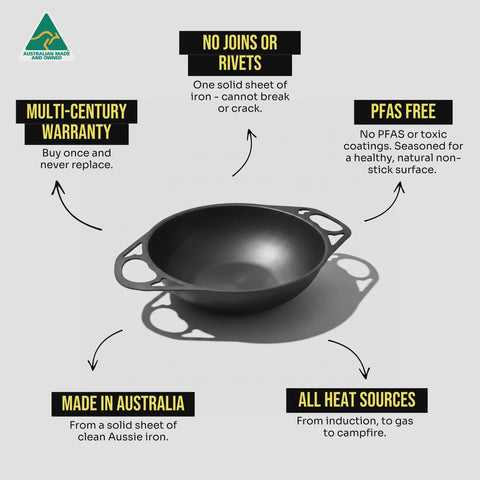 AUS-ION Iron Dual Handle Wok - 30cm