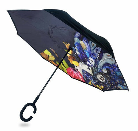 Reverse Umbrella With Sun Safe Upf50 - Red Tailed Black Cockatoo | By Dani Till