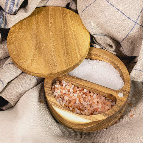Icon Chef Salt Pig DUO with dia 12.5cm - Acacia Wood