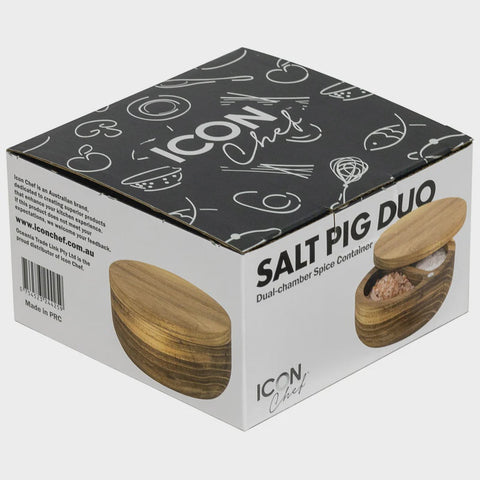 Icon Chef Salt Pig DUO with dia 12.5cm - Acacia Wood