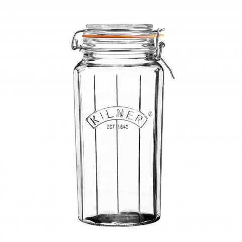 Facetted Clip Top Jar  1.8 Litre