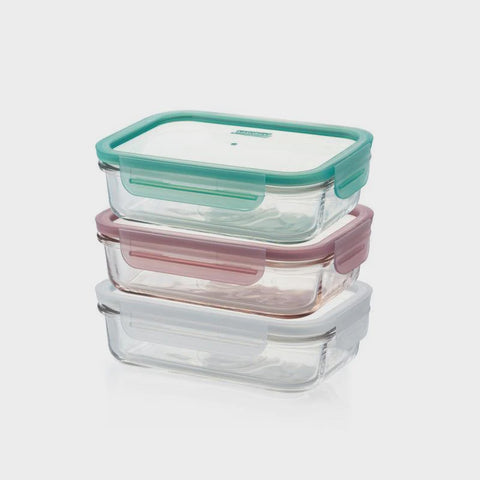 3 Piece Tempered Glass Set - 3 X Rectangular 400Ml