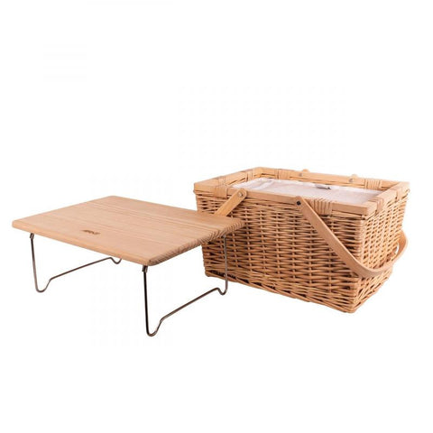 4 Person Pine Wood Top Insulated Picnic Basket Zen Arc