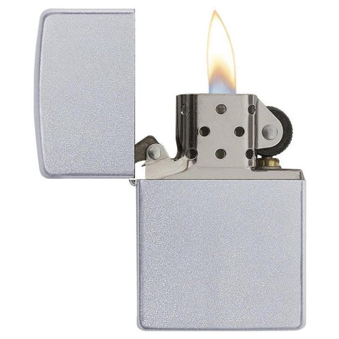 Satin Chrome Lighter With Fluid And Flints