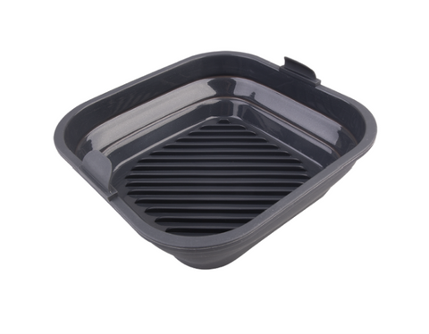 Silicone Square Collapsible Air Fryer Basket 22 X 22cm - Charcoal