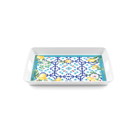 Rectangular Tray With Handles Flower & Lemon
