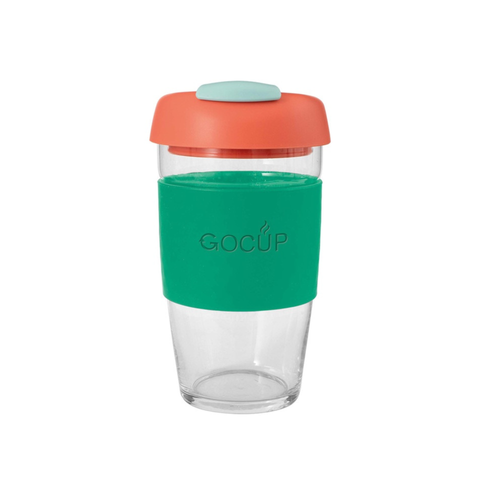 Glass Gocup 473ml Green/Coral/Sea Foam